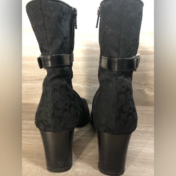 Coach | Bibi Ankle Boots Black Canvas Coach Print Size 8 - Picture 5 of 11